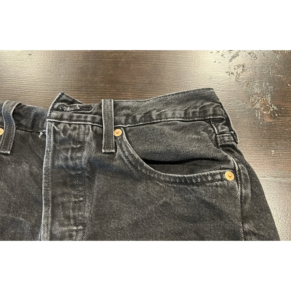 Levis 501 Cut Off Shorts Womens 26 Black Denim Frayed Beach Streetwear Casual - Picture 10 of 16
